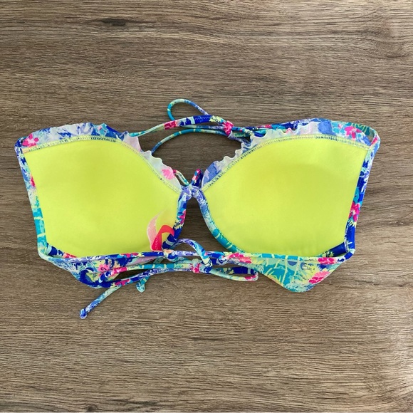 Victoria’s Secret Womens Bra 34C Halter & Back Tie Ruffle Bow Push Up Tropical - Picture 2 of 11